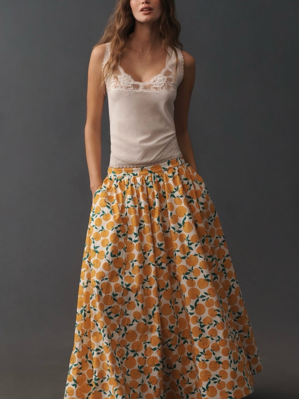 Maeve by Anthropologie Jacie Poplin Printed Maxi Skirt